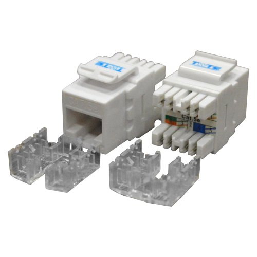 RJ45 Keystone module, category 5E, UTP, 180 degrees, white